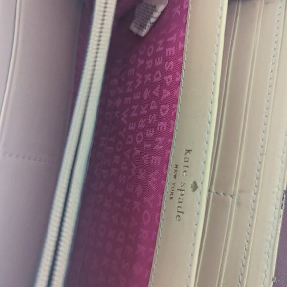 Women's Kate Spade Newberry Lane Red Leather Zip Around Wallet Dark Pink - Picture 9 of 9